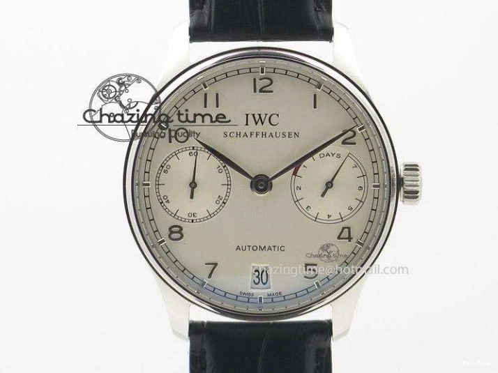 MIROTIME 0324 Portuguese Chrono RG IW371433 Jackie Chan ZF 1:1 Best Edition Gray Dial On Black Leather Strap A7750 V WrinkleFree 7273